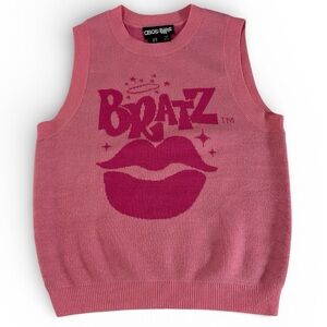 ASOS x Bratz Pink Knit Sweater Vest Size US 6 Y2K Graphic